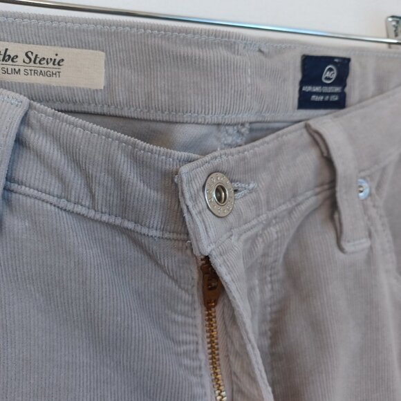 AG Jeans The Stevie Slim Straight Light Gray Corduroy Pants Womens 30 R - Picture 7 of 11